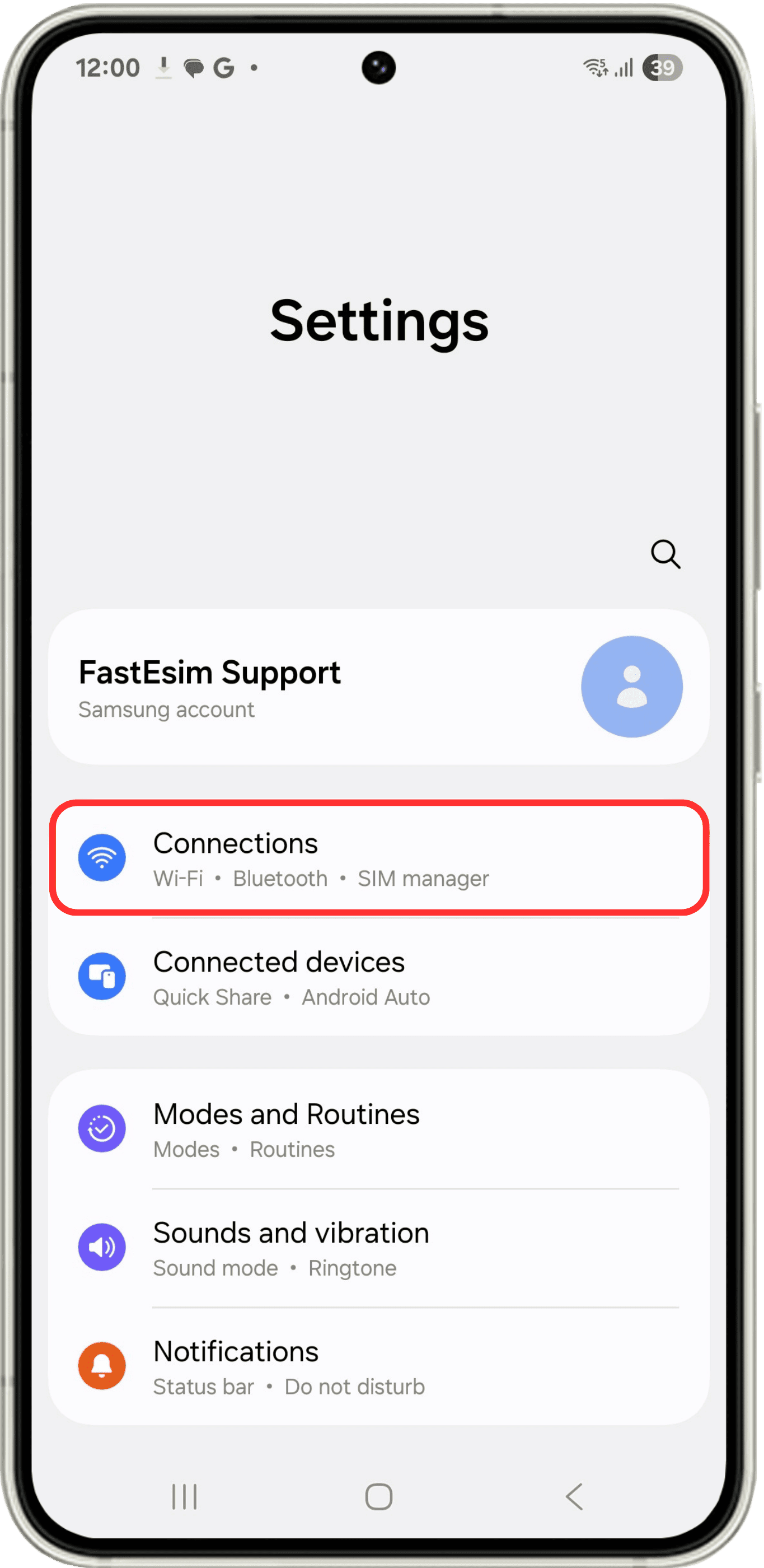Go to Settings