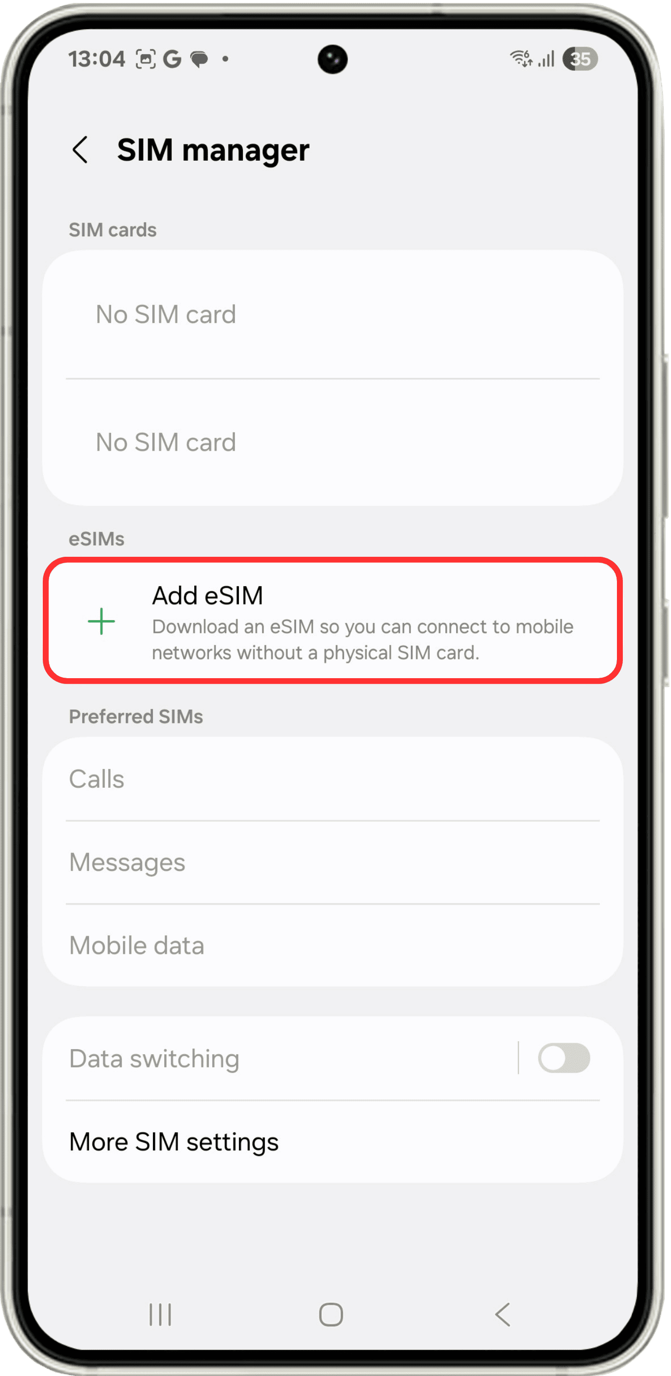 Add the eSIM