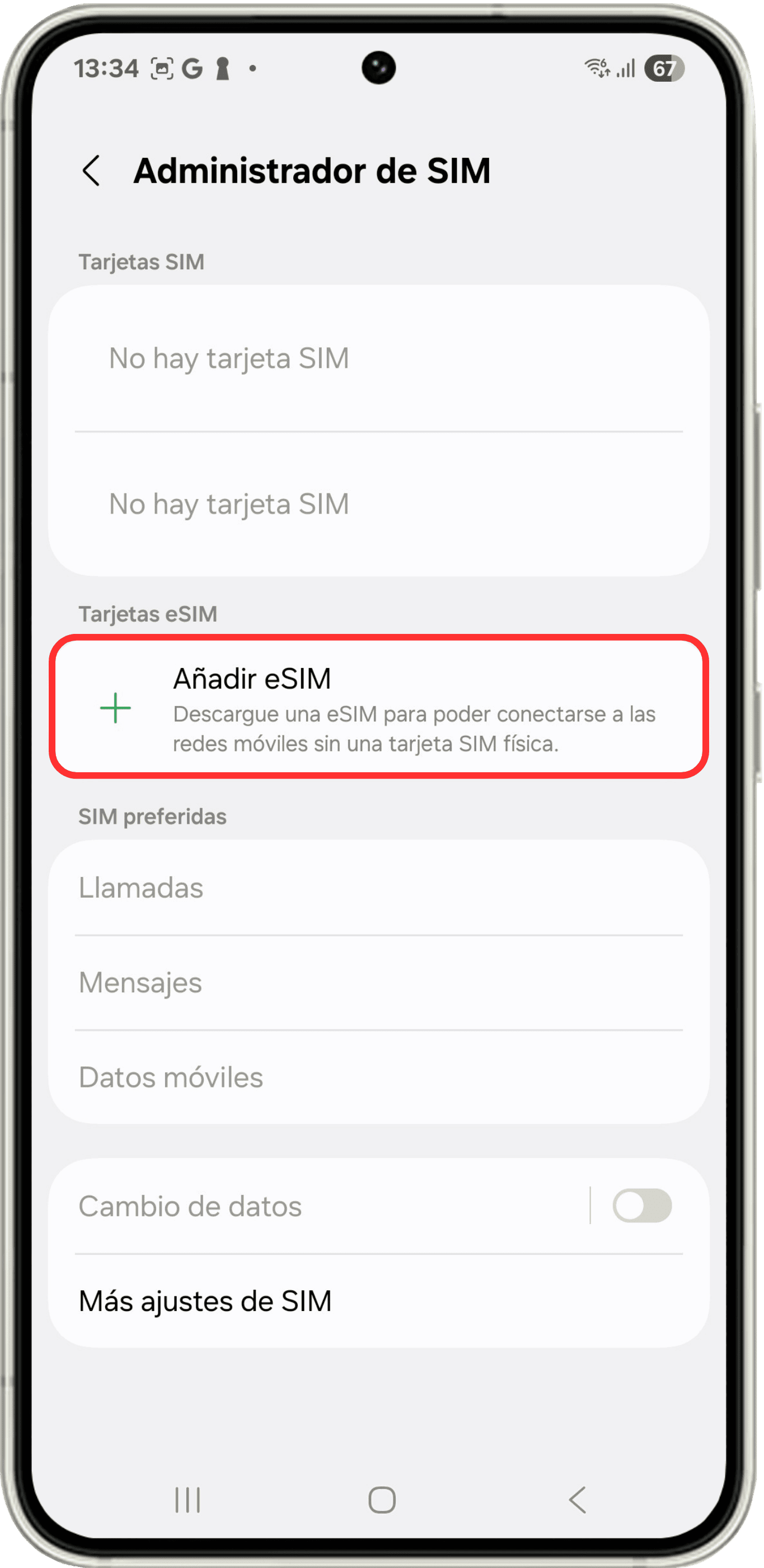 Añadir la eSIM