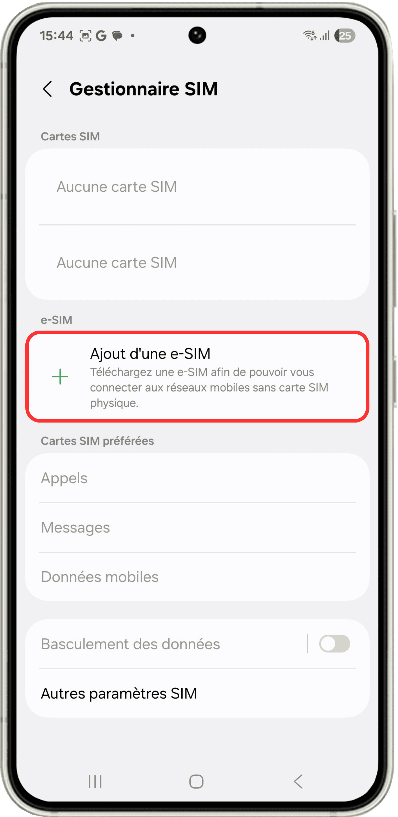 Ajouter l'eSIM