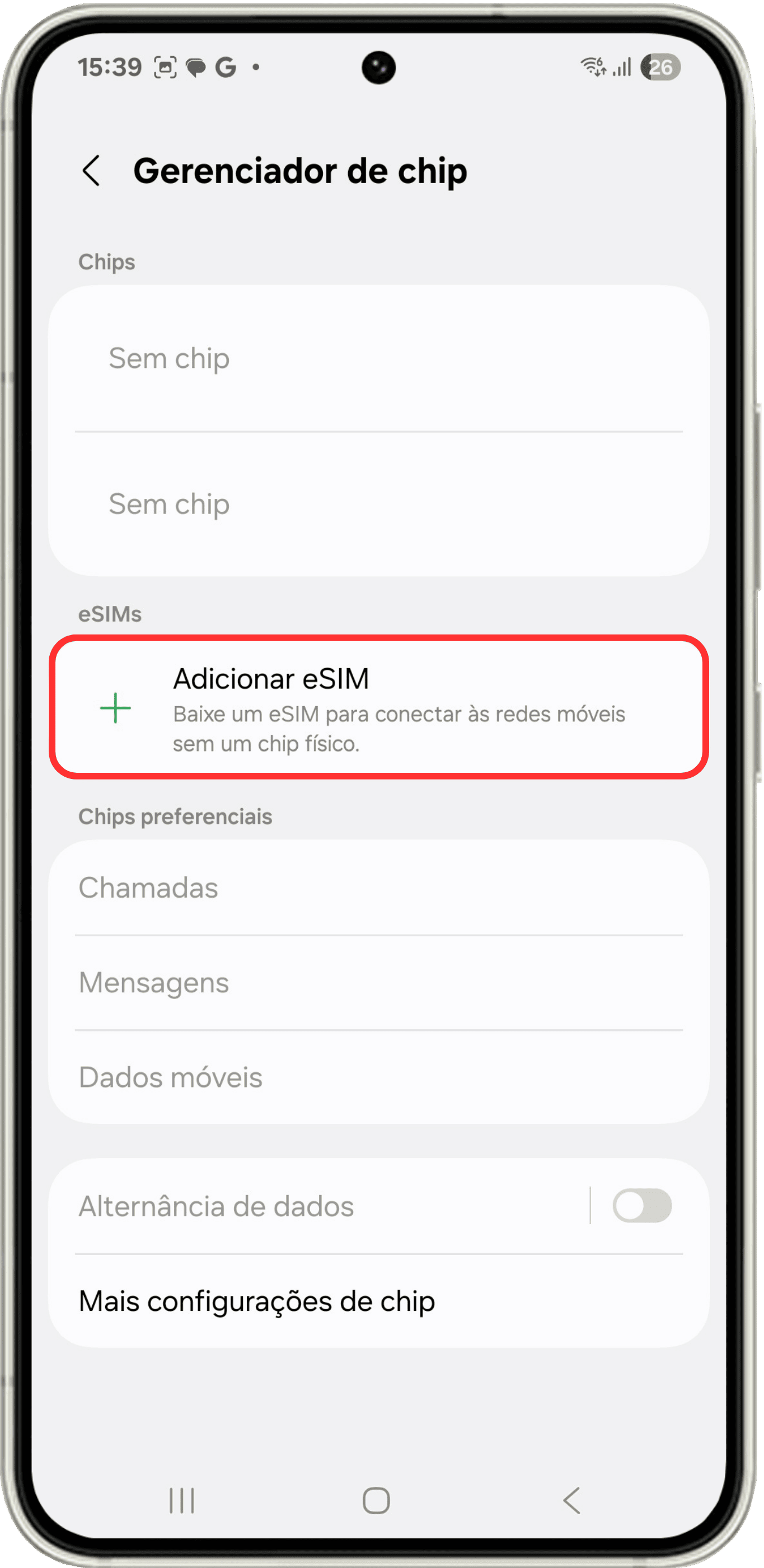 Adicionar o eSIM